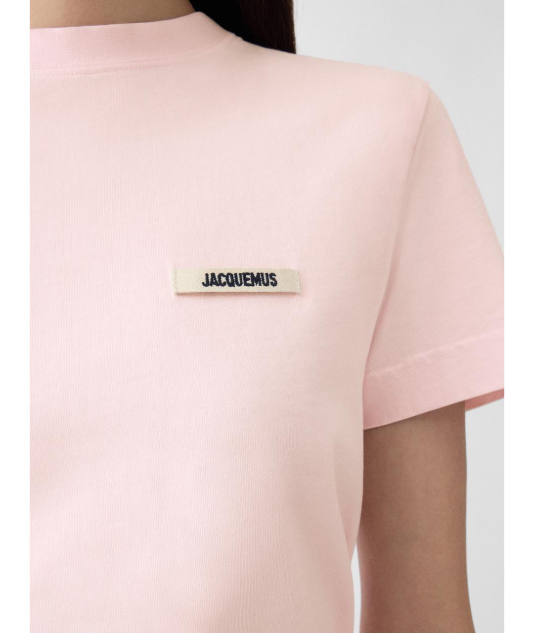 JACQUEMUS Розовая хлопковая футболка, фото 3