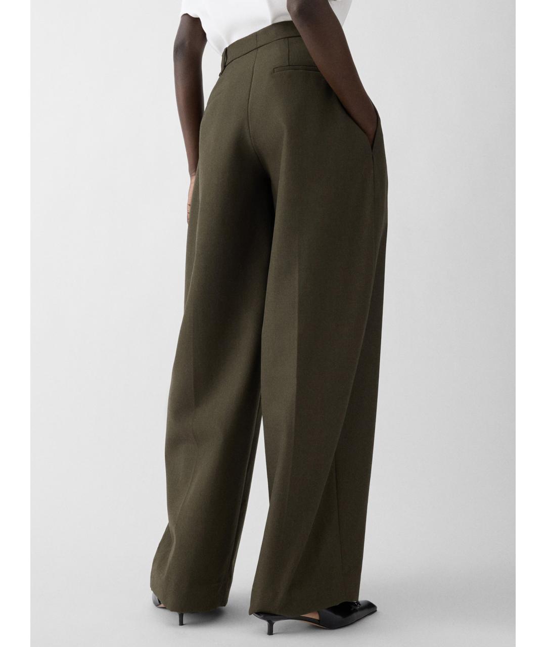 JACQUEMUS Зеленые шерстяные брюки широкие, фото 4