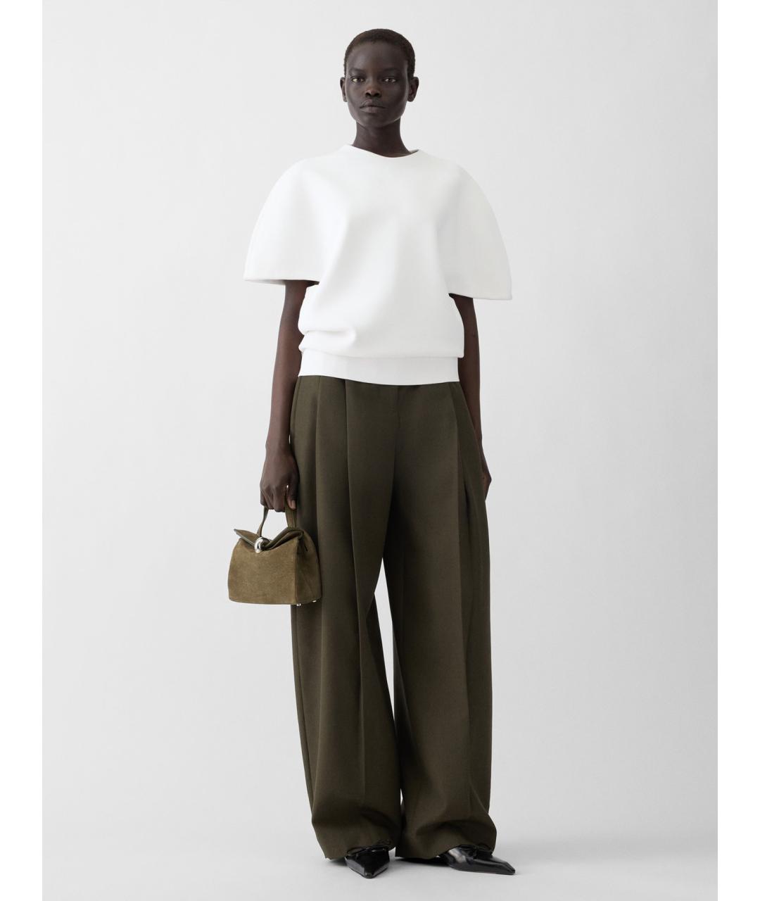 JACQUEMUS Зеленые шерстяные брюки широкие, фото 2