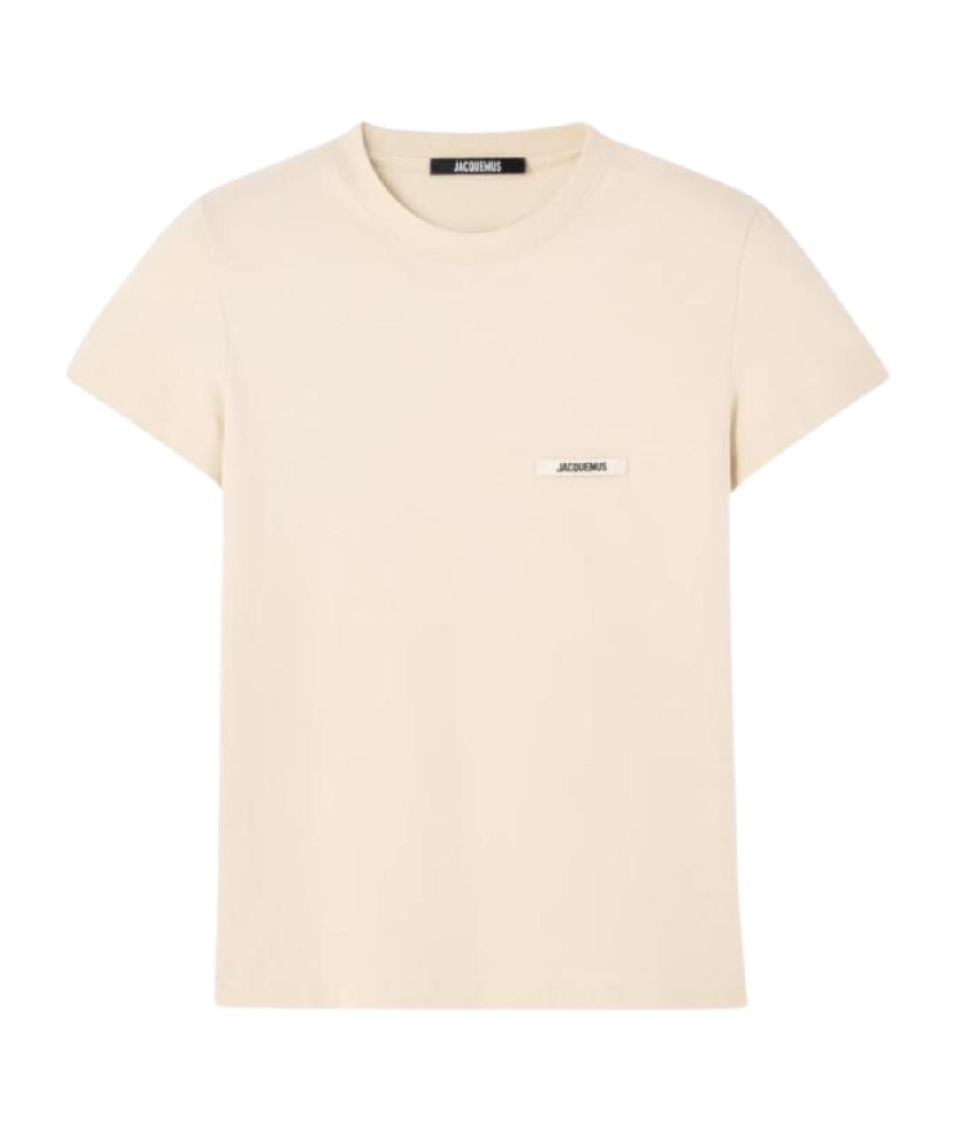 JACQUEMUS Бежевая хлопковая футболка, фото 1