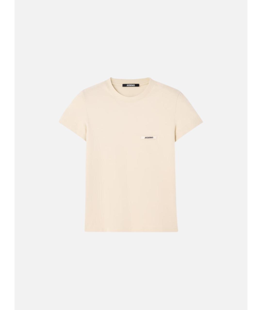 JACQUEMUS Бежевая хлопковая футболка, фото 4