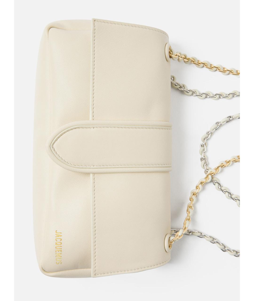 JACQUEMUS Белая кожаная сумка через плечо, фото 5