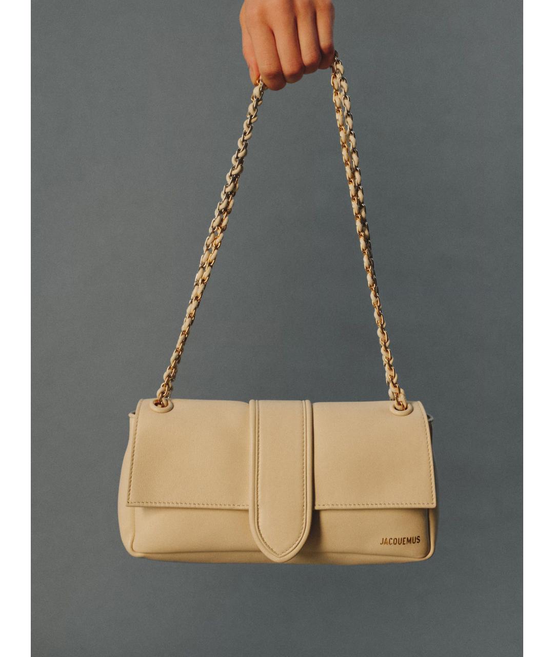 JACQUEMUS Белая кожаная сумка через плечо, фото 2