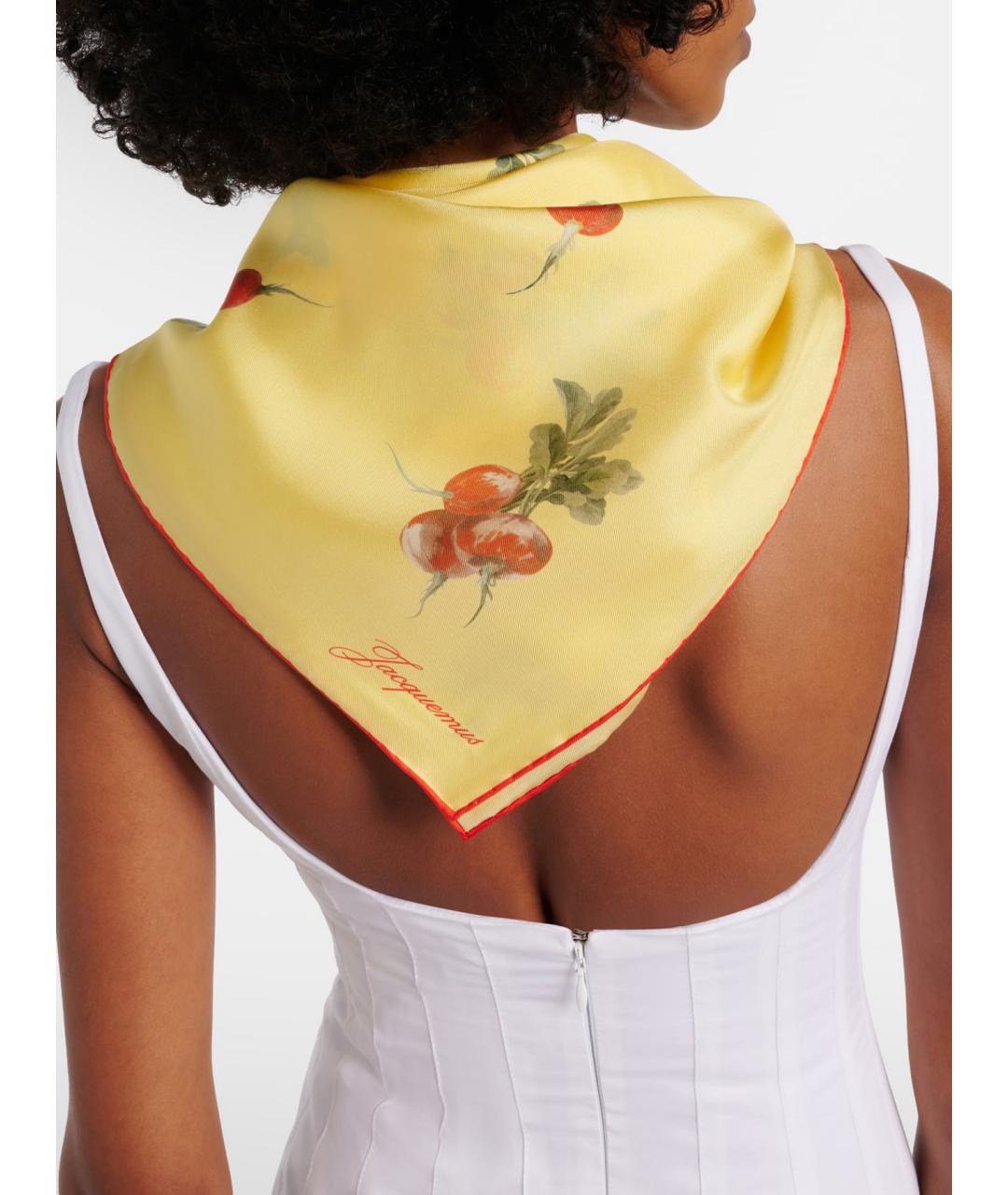 JACQUEMUS Желтый шелковый платок, фото 3