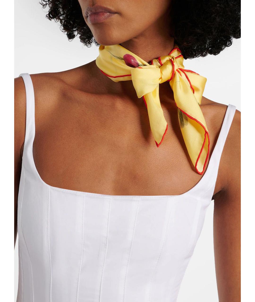 JACQUEMUS Желтый шелковый платок, фото 2