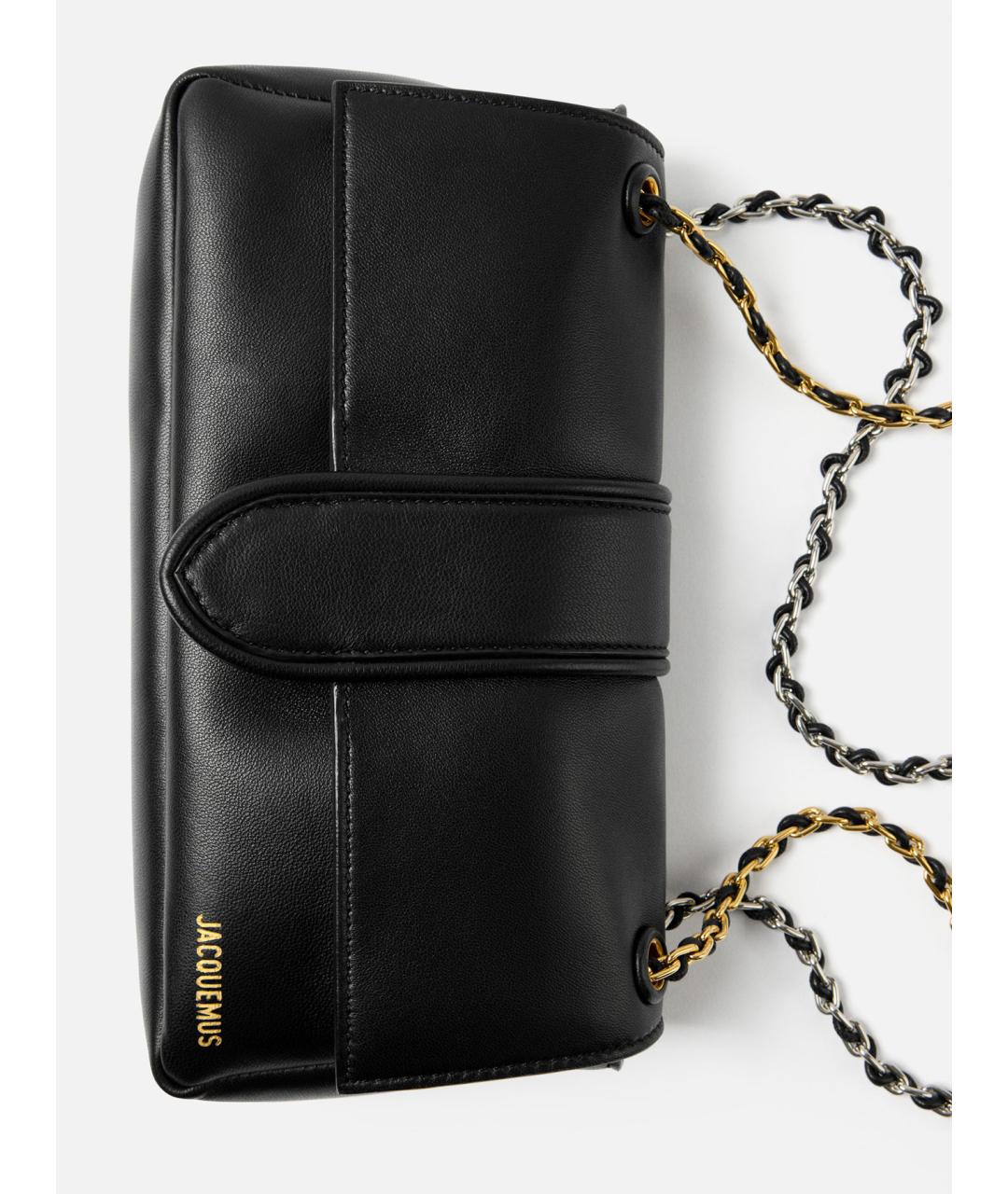 JACQUEMUS Черная кожаная сумка через плечо, фото 6