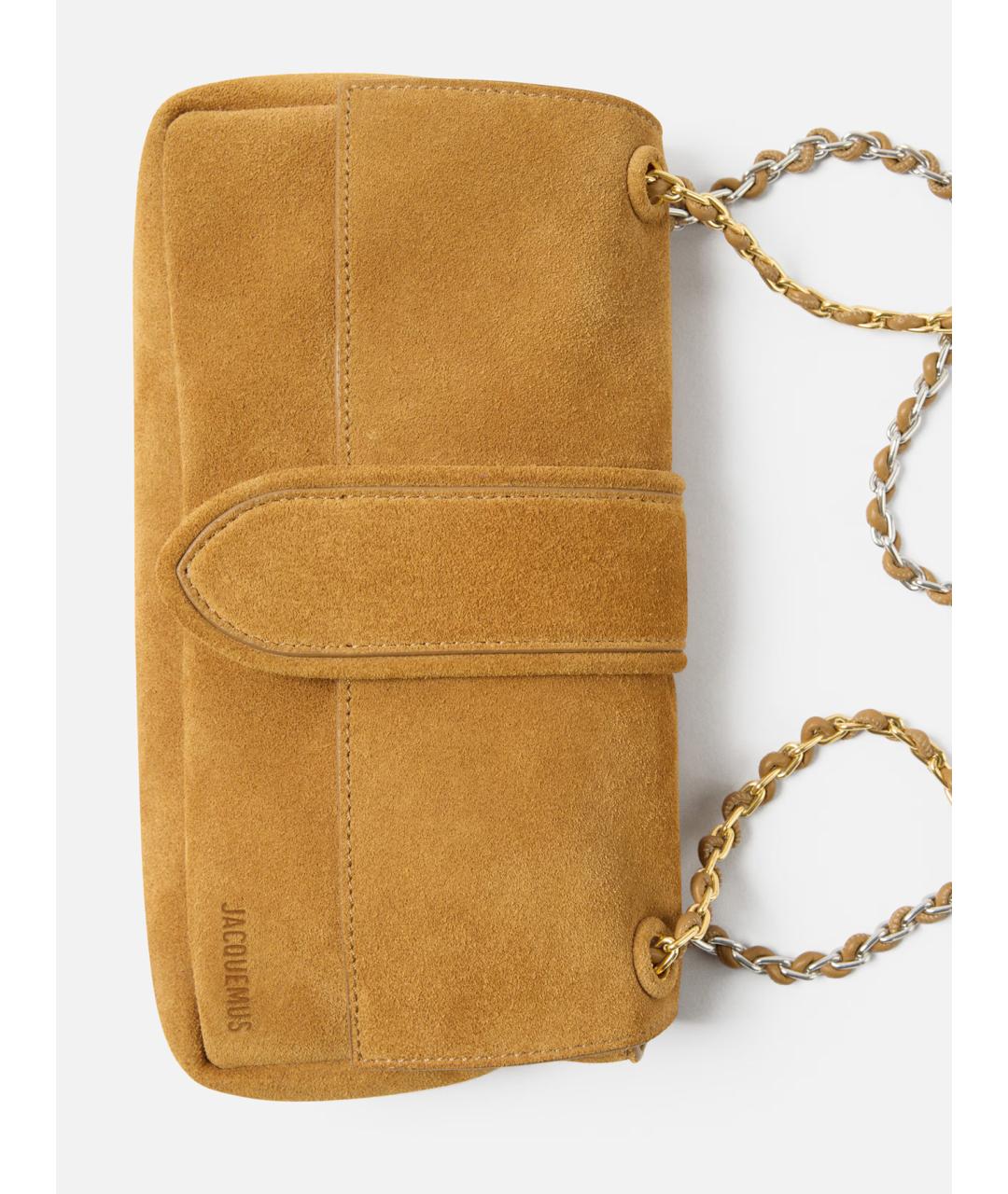 JACQUEMUS Бежевая замшевая сумка через плечо, фото 5