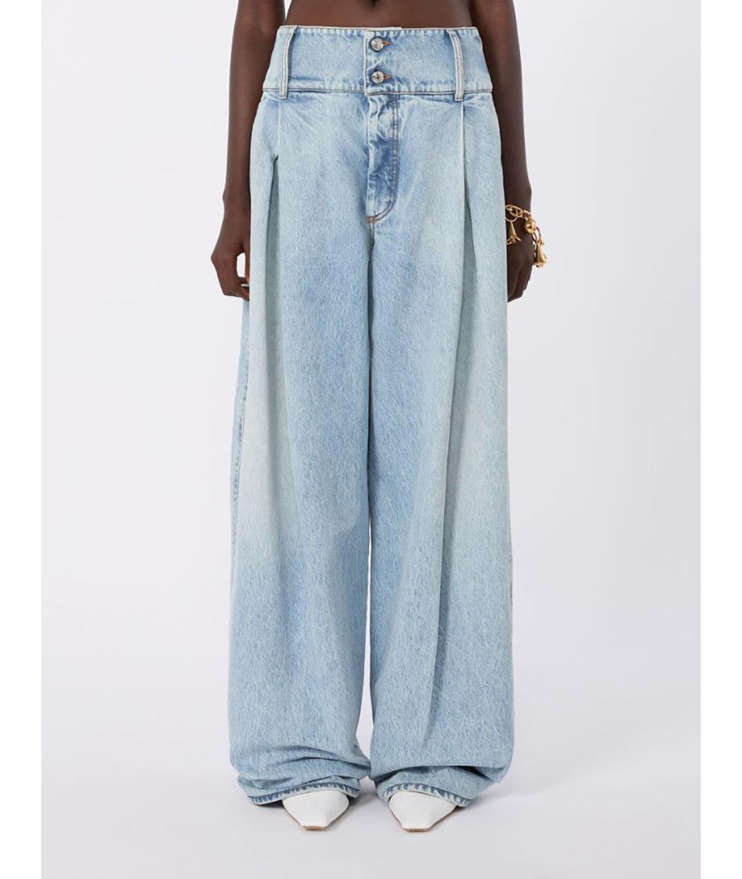 SPORTMAX Голубые хлопковые прямые джинсы, фото 5