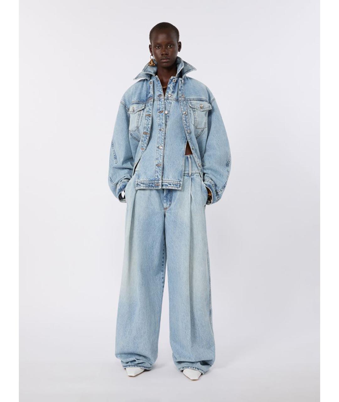 SPORTMAX Голубые хлопковые прямые джинсы, фото 2