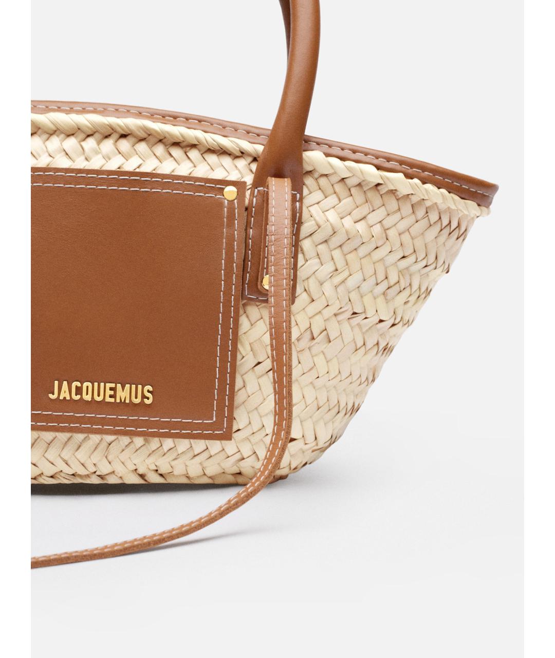 JACQUEMUS Бежевая пелетеная сумка тоут, фото 5