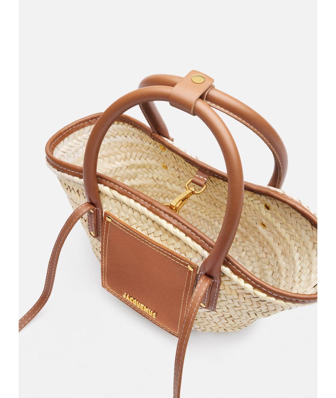 JACQUEMUS Бежевая пелетеная сумка тоут, фото 6