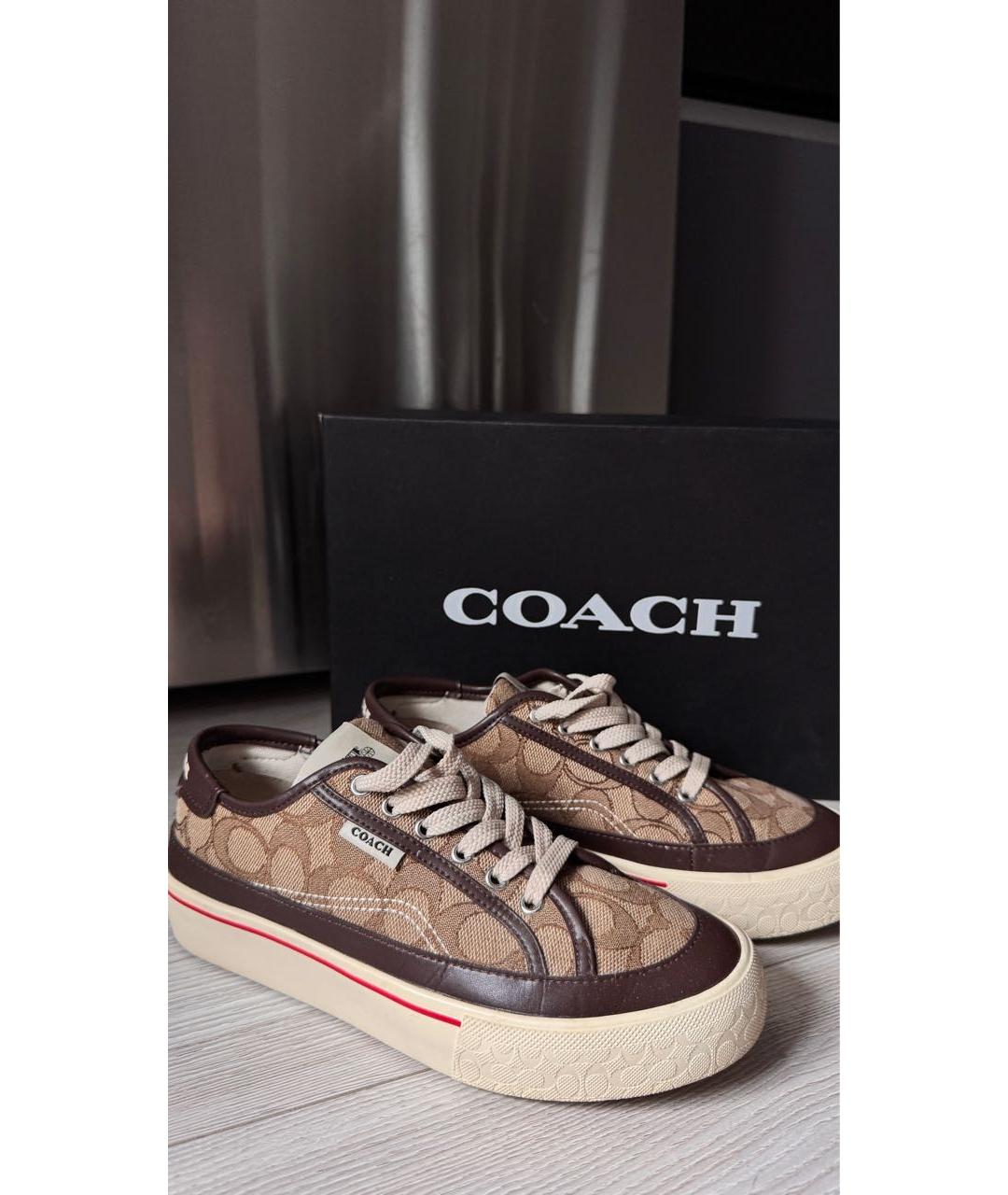 COACH Коричневые текстильные кеды, фото 2