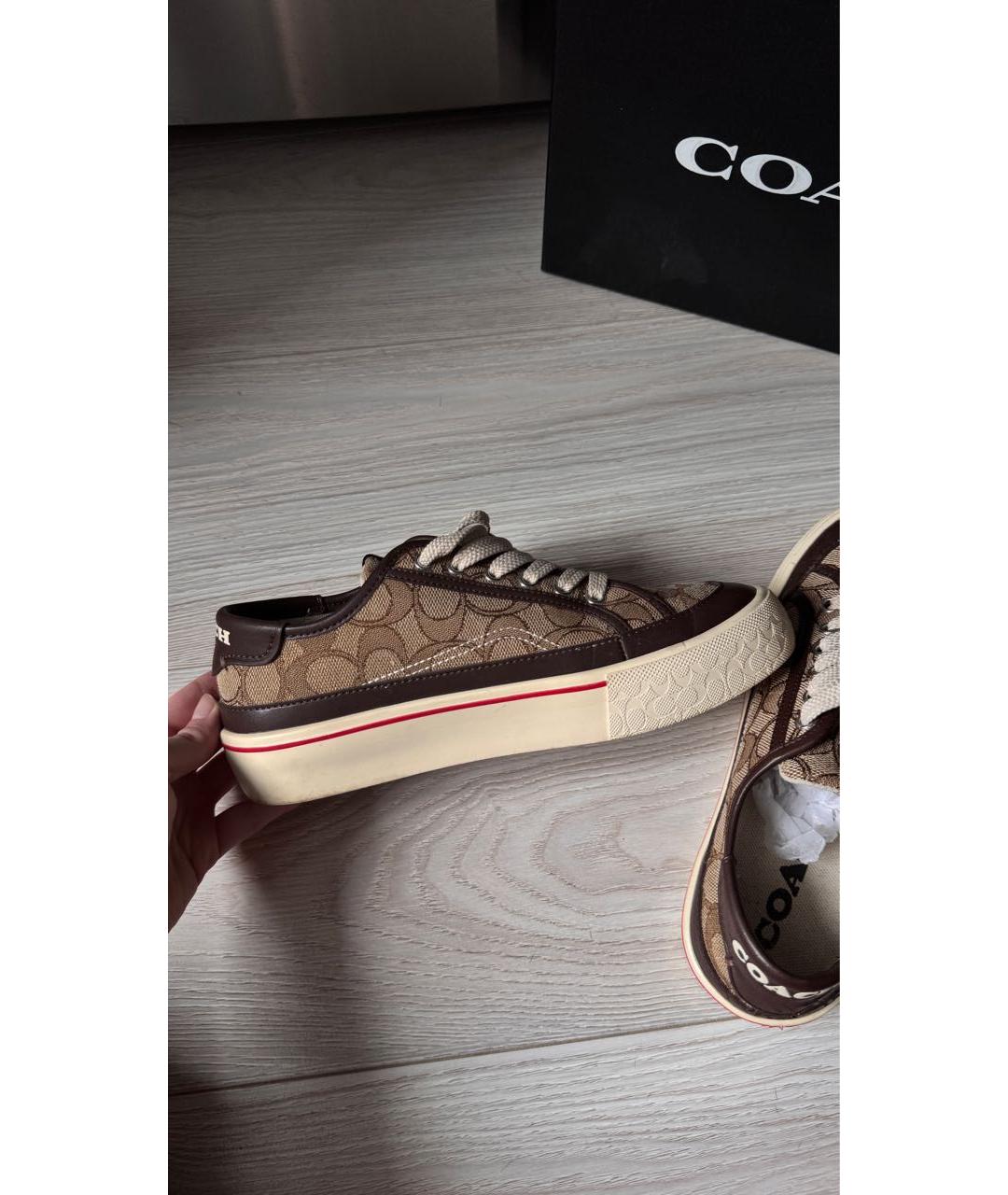 COACH Коричневые текстильные кеды, фото 6