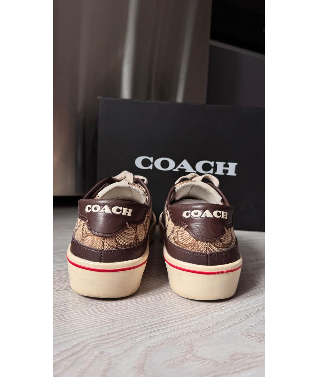 COACH Коричневые текстильные кеды, фото 4