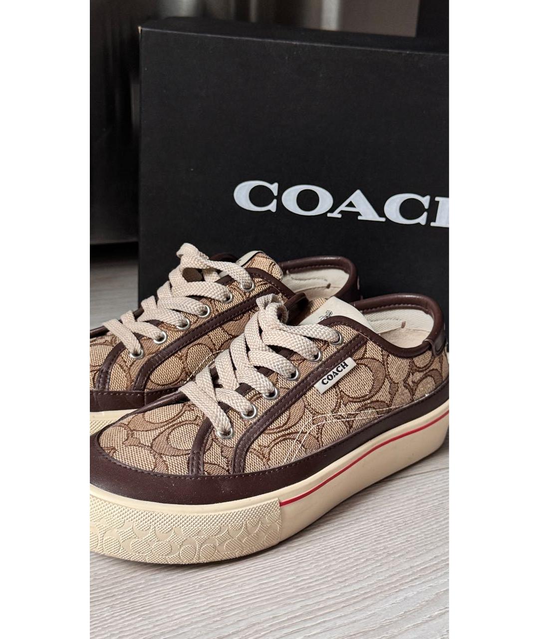 COACH Коричневые текстильные кеды, фото 3