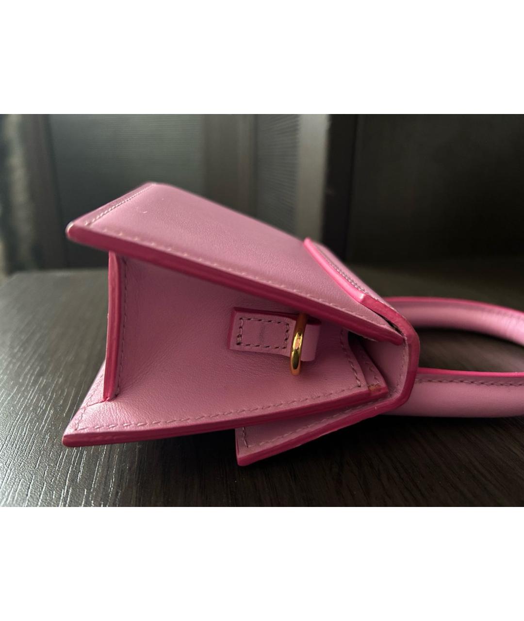 JACQUEMUS Розовая кожаная сумка через плечо, фото 7