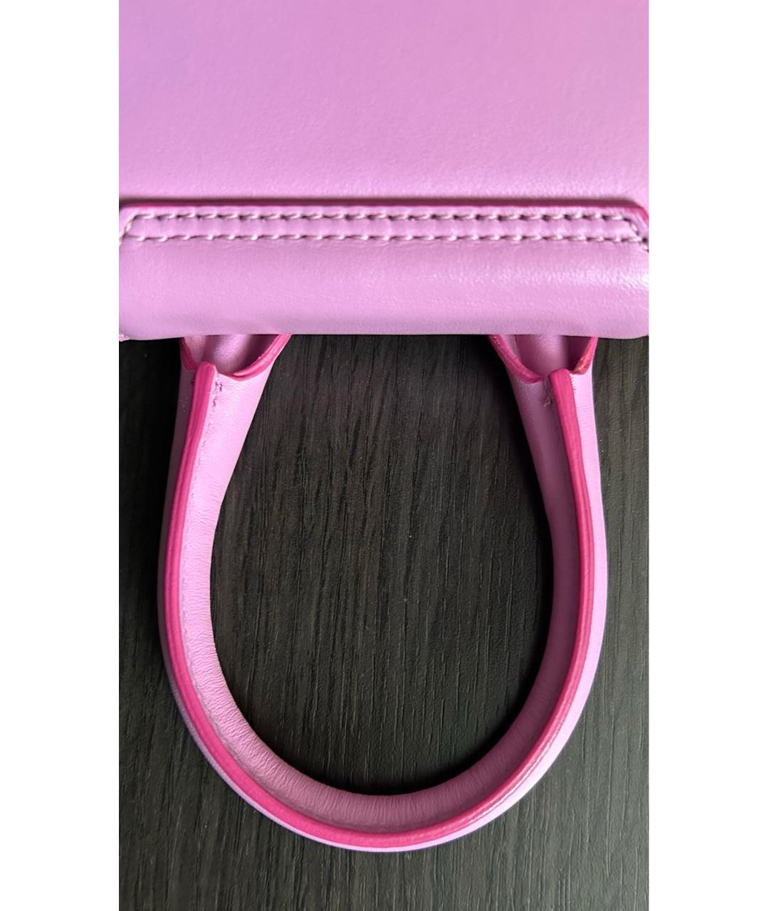 JACQUEMUS Розовая кожаная сумка через плечо, фото 5