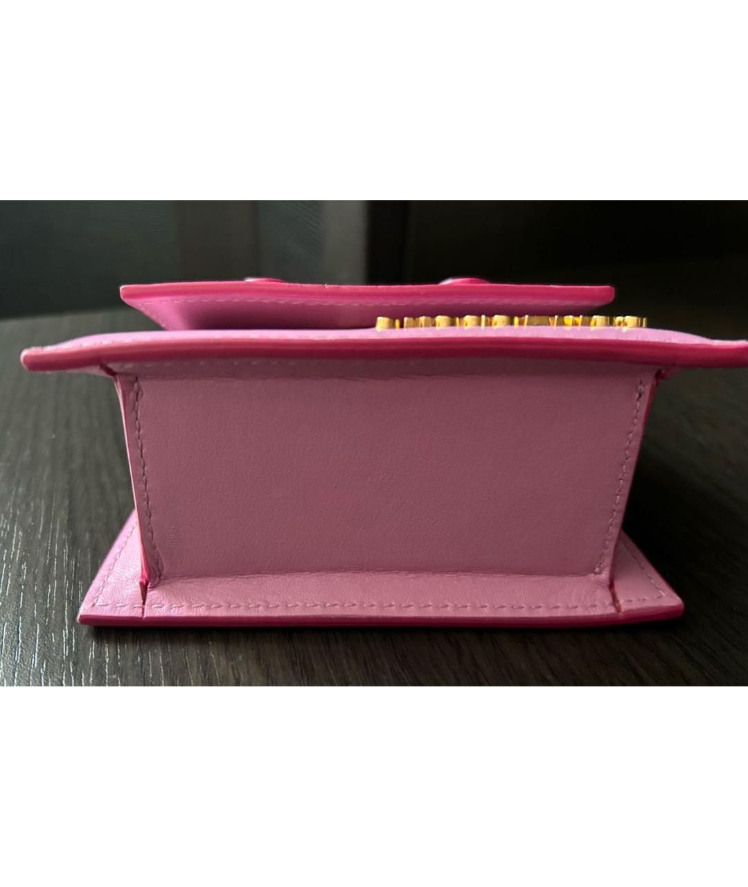 JACQUEMUS Розовая кожаная сумка через плечо, фото 4