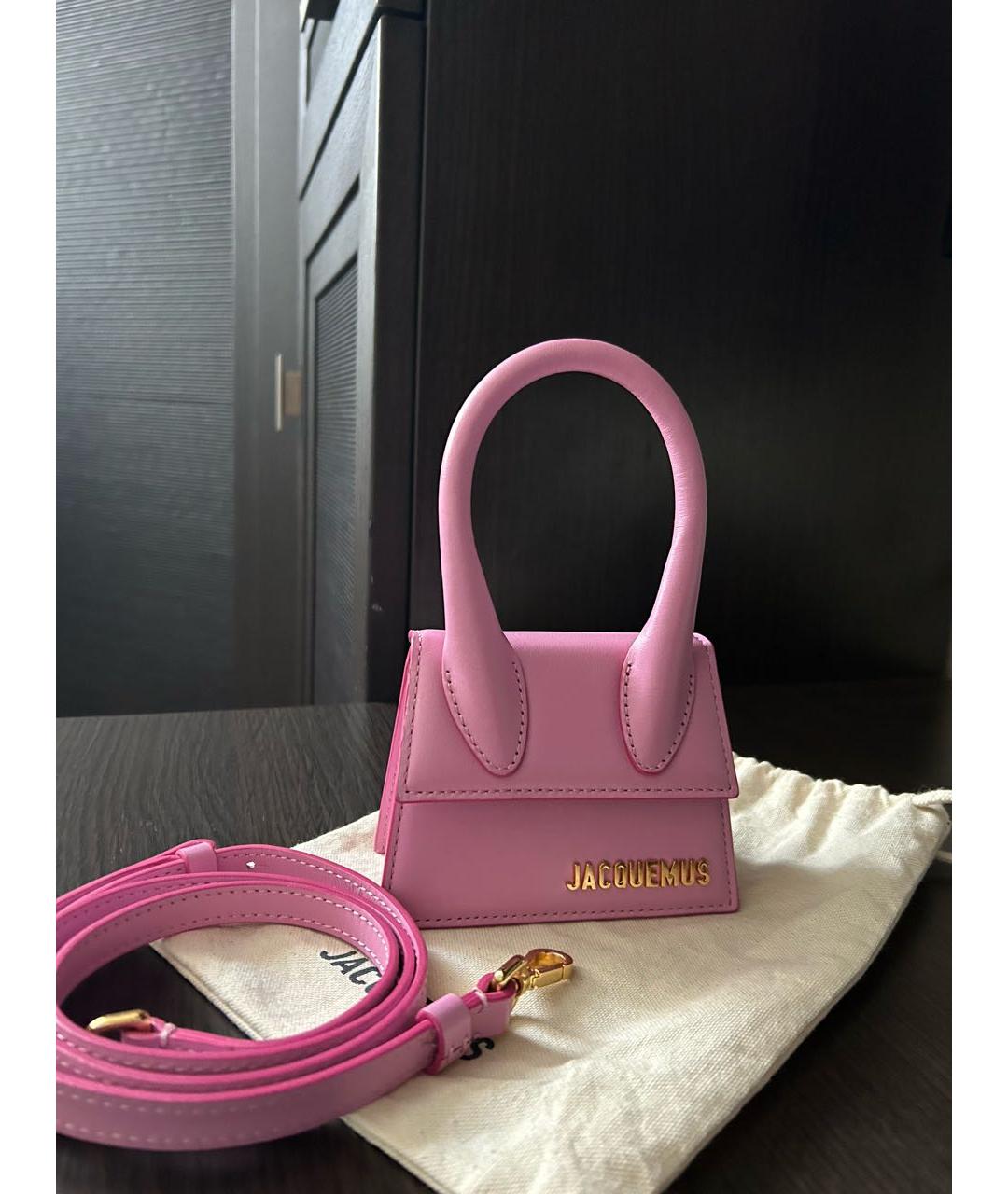 JACQUEMUS Розовая кожаная сумка через плечо, фото 2