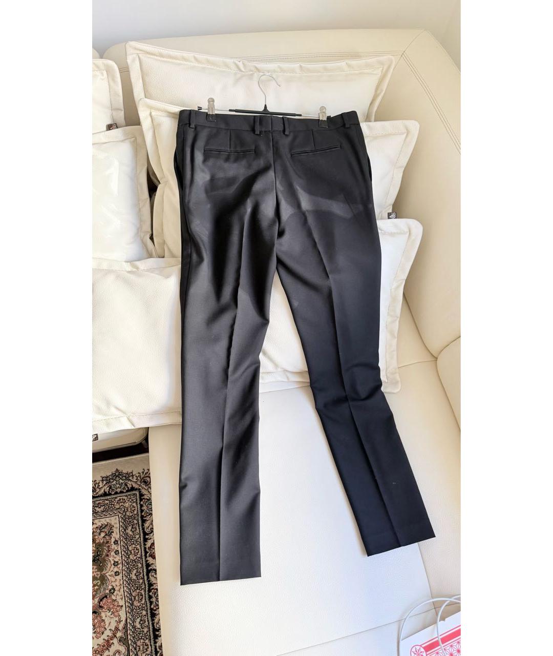 SAINT LAURENT Черные шерстяные прямые брюки, фото 2