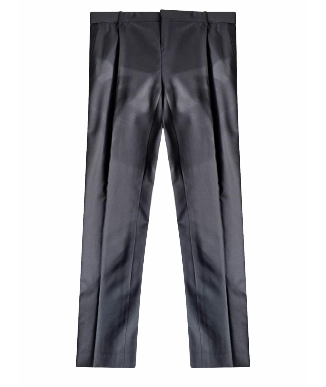 SAINT LAURENT Черные шерстяные прямые брюки, фото 1