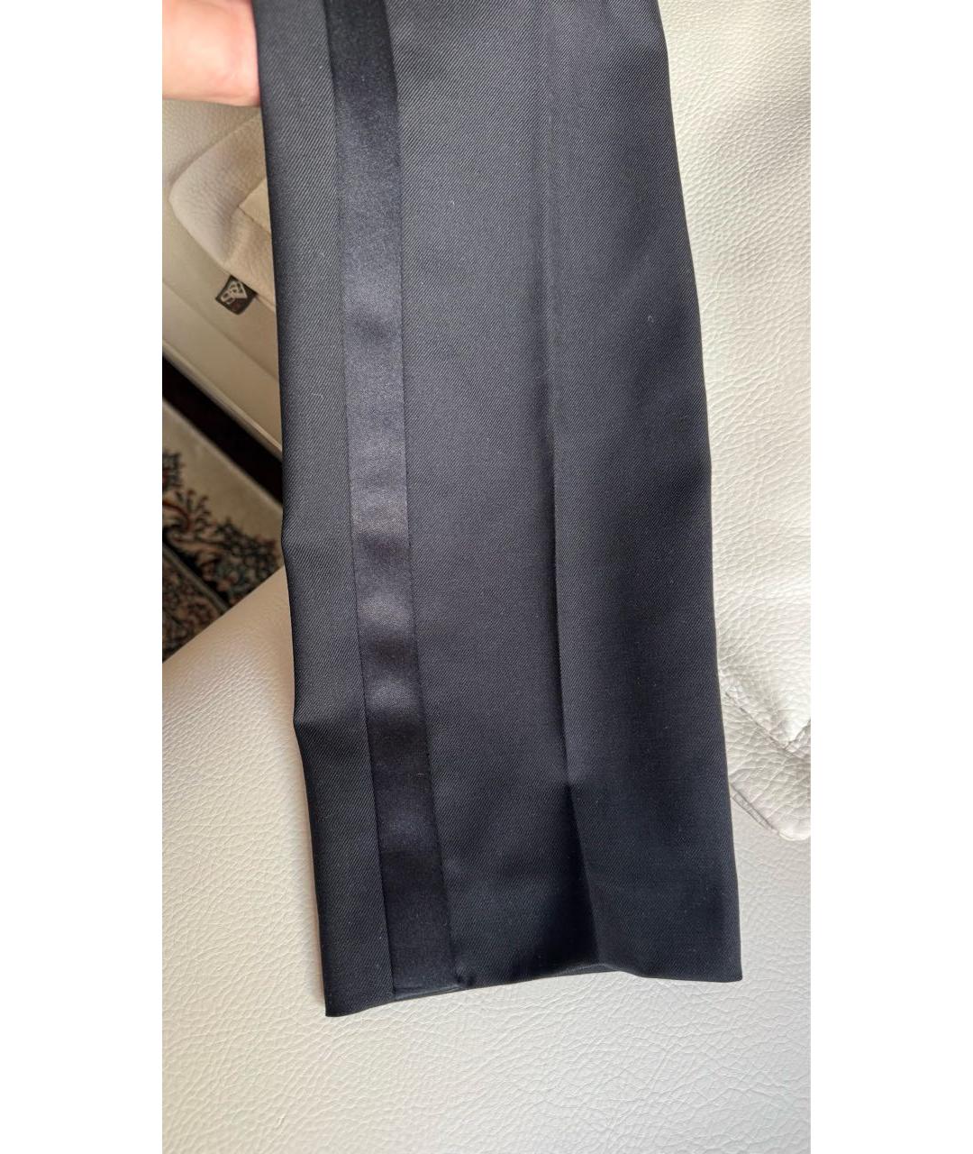 SAINT LAURENT Черные шерстяные прямые брюки, фото 4