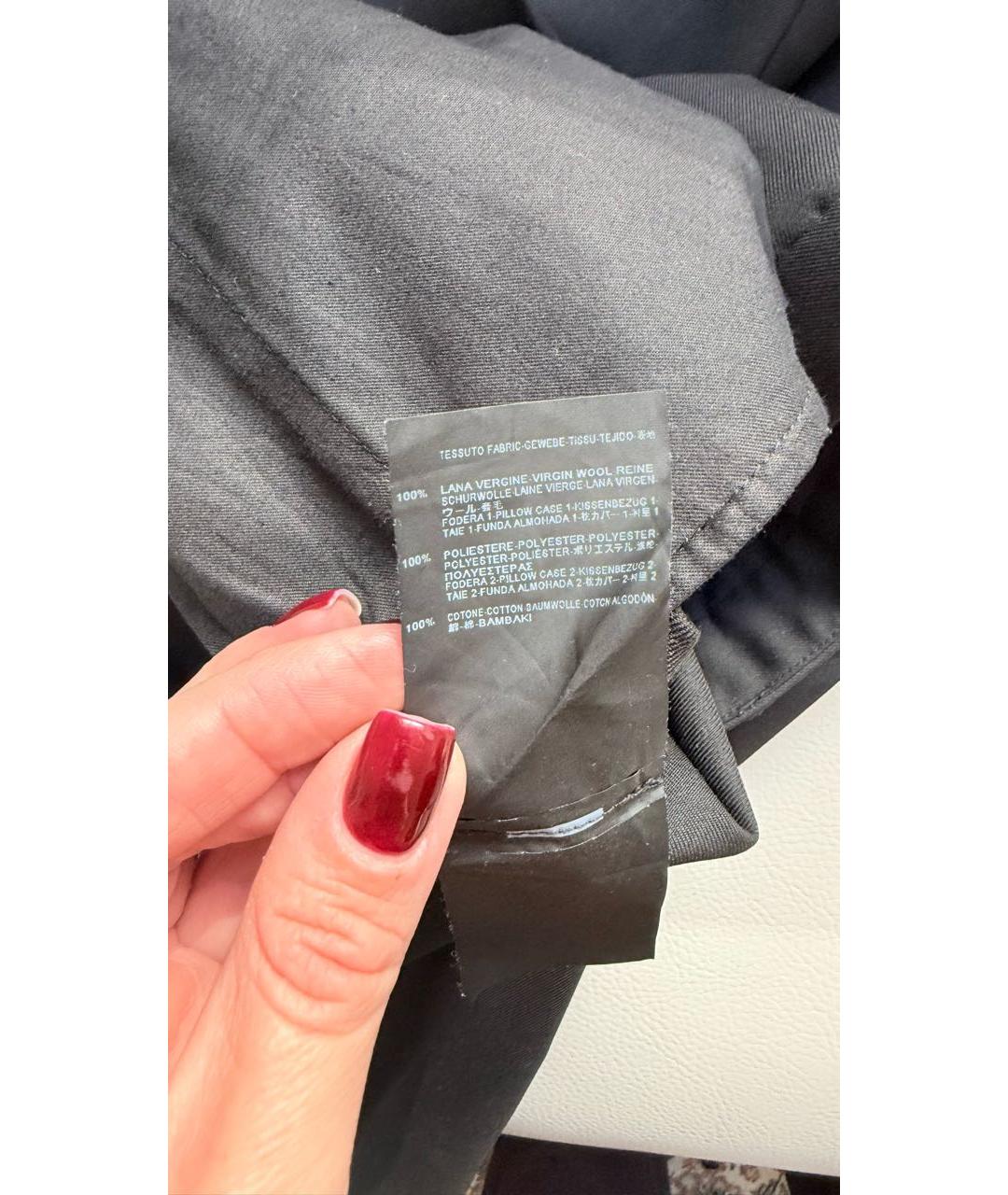 SAINT LAURENT Черные шерстяные прямые брюки, фото 6