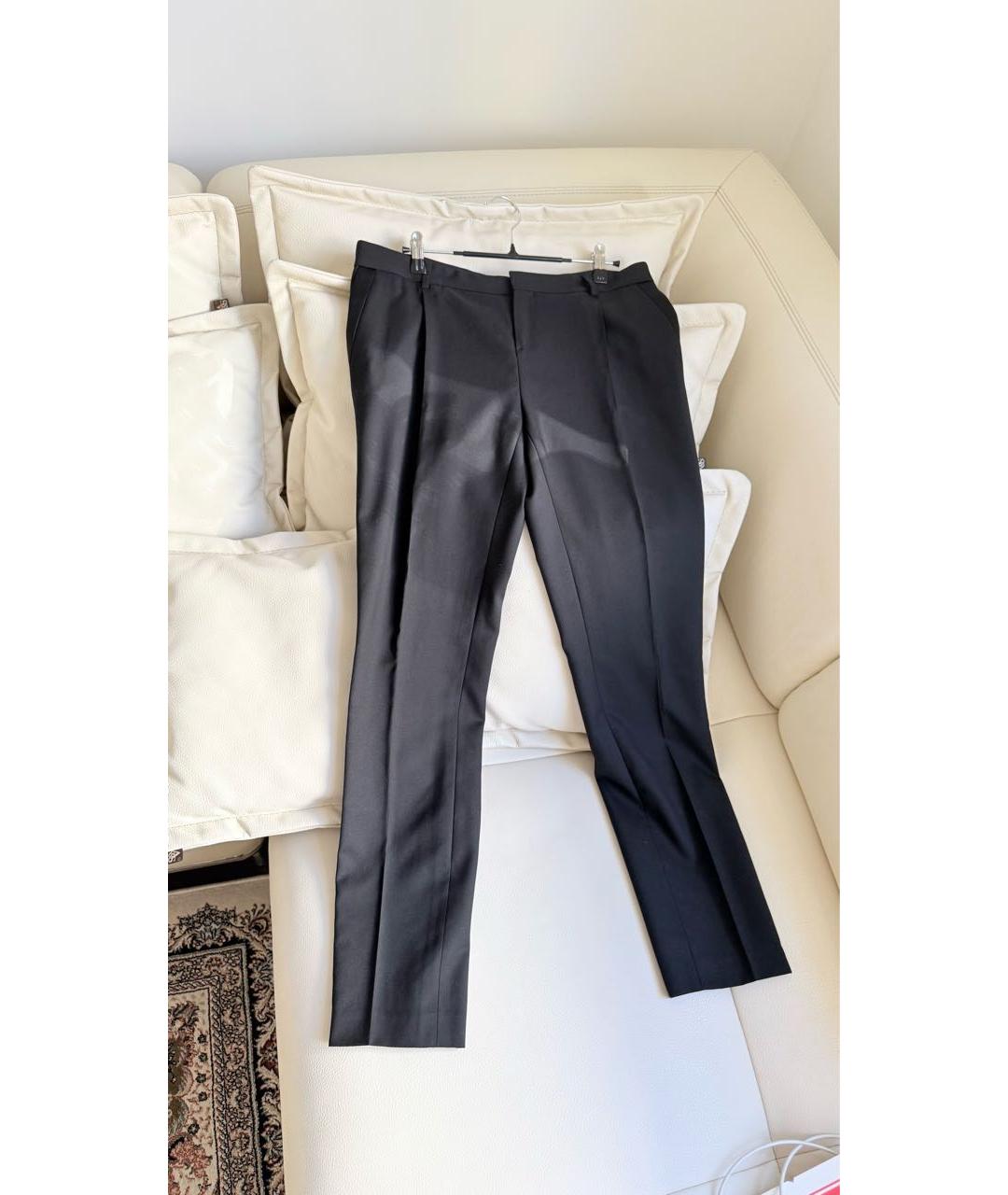 SAINT LAURENT Черные шерстяные прямые брюки, фото 7