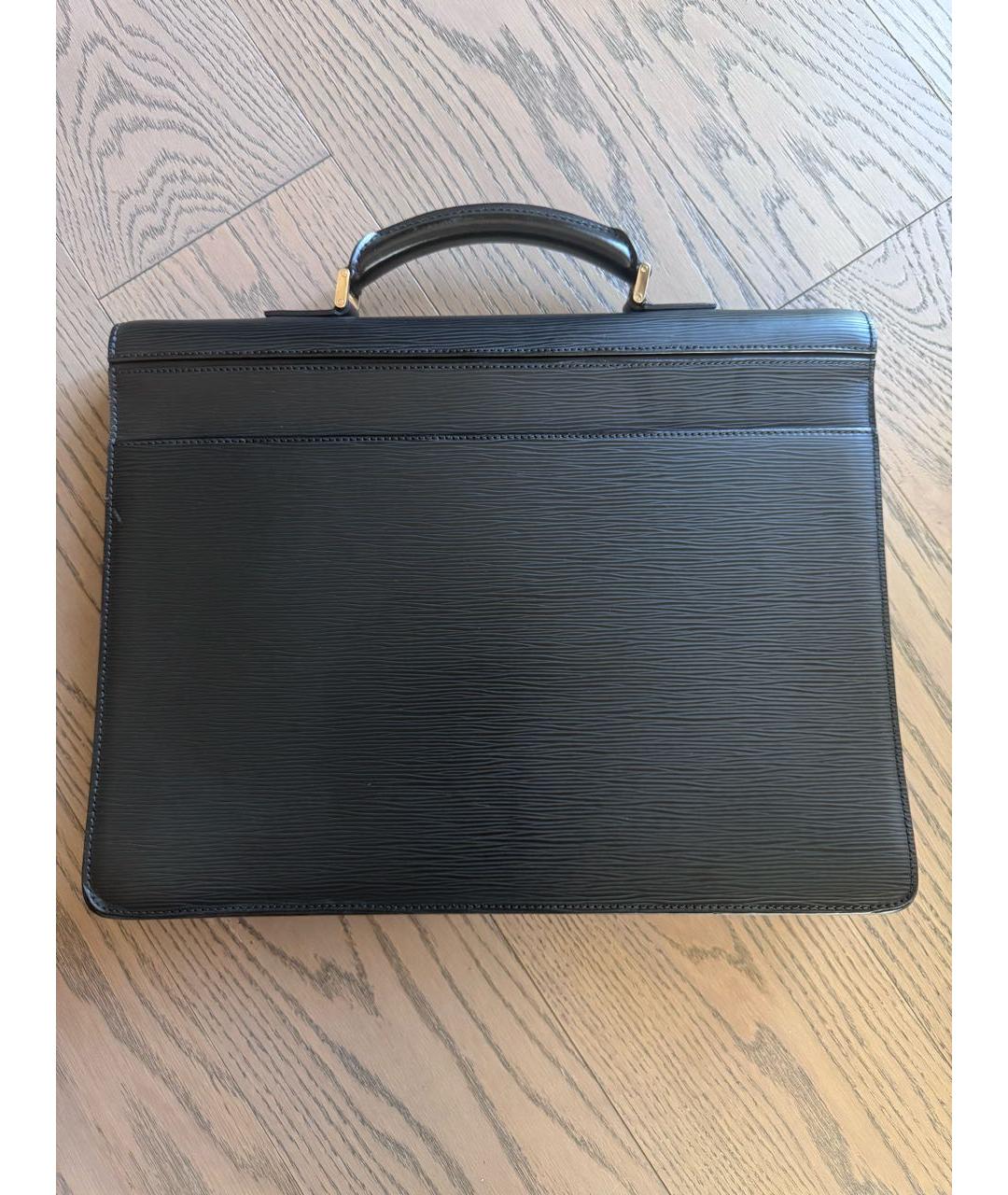 LOUIS VUITTON Черный кожаный портфель, фото 3