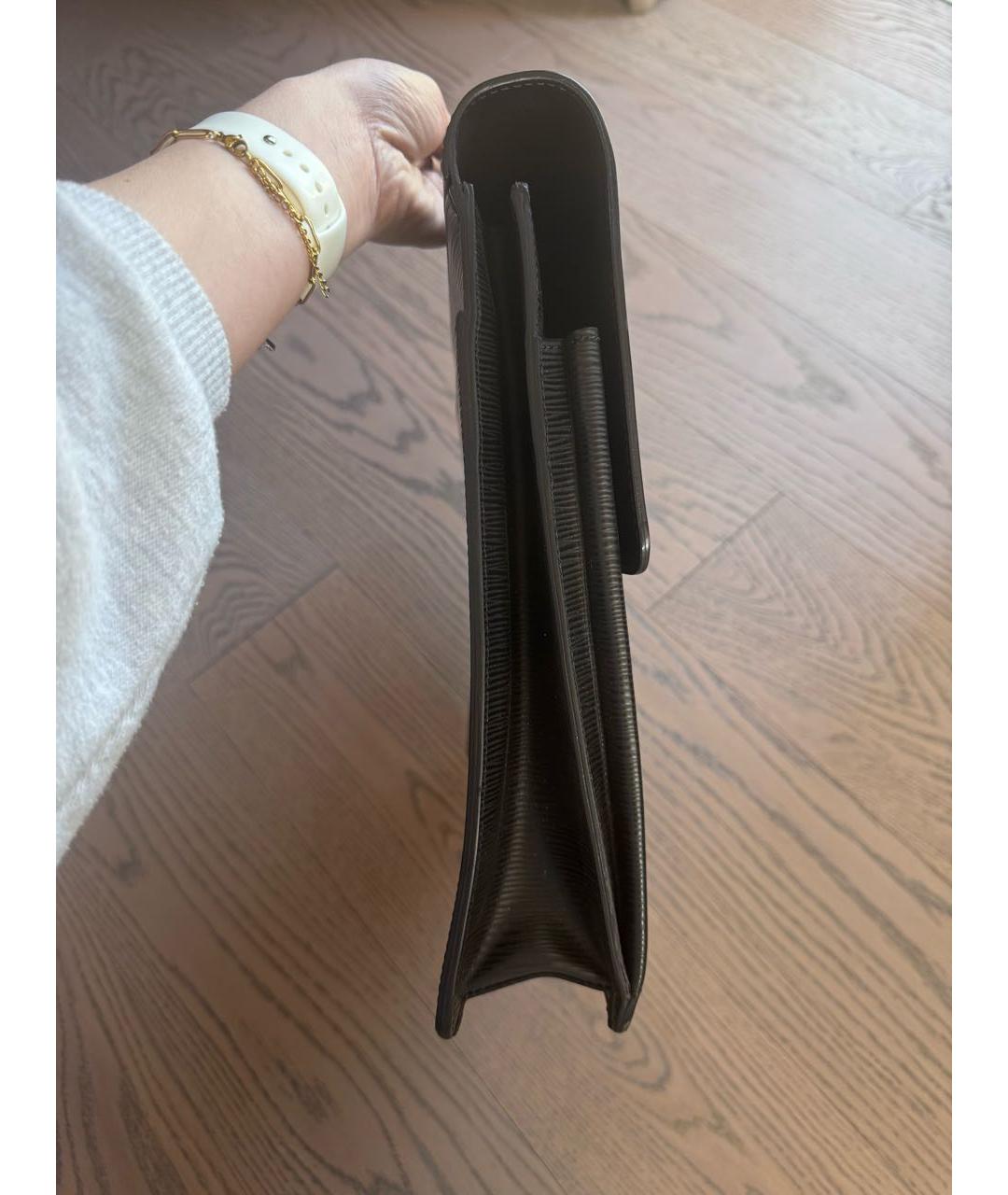 LOUIS VUITTON Черный кожаный портфель, фото 5