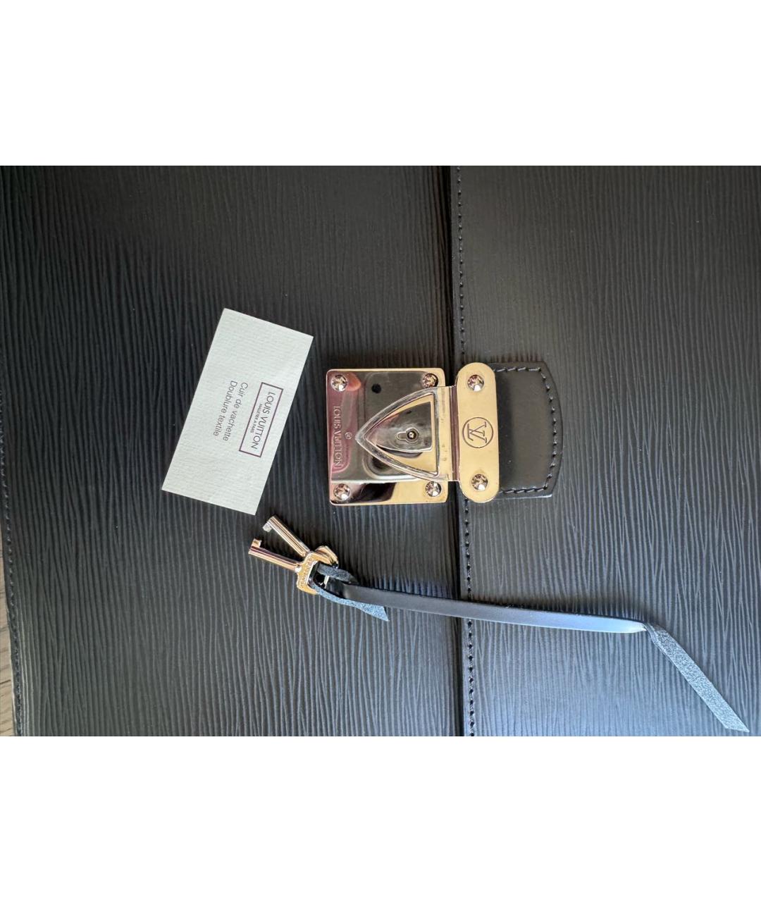 LOUIS VUITTON Черный кожаный портфель, фото 2