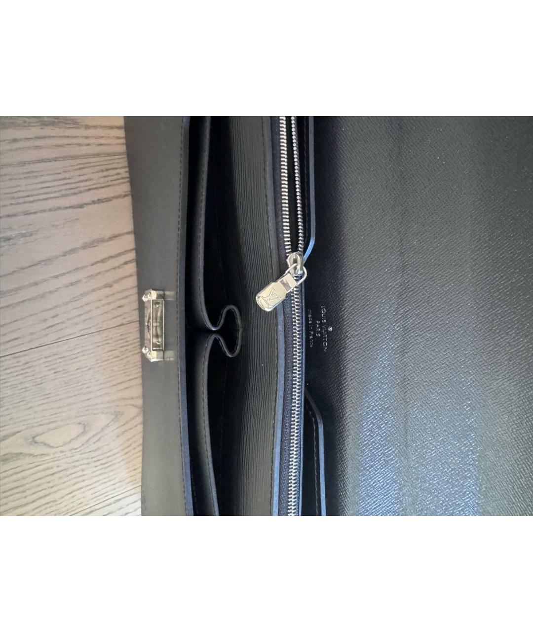 LOUIS VUITTON Черный кожаный портфель, фото 4