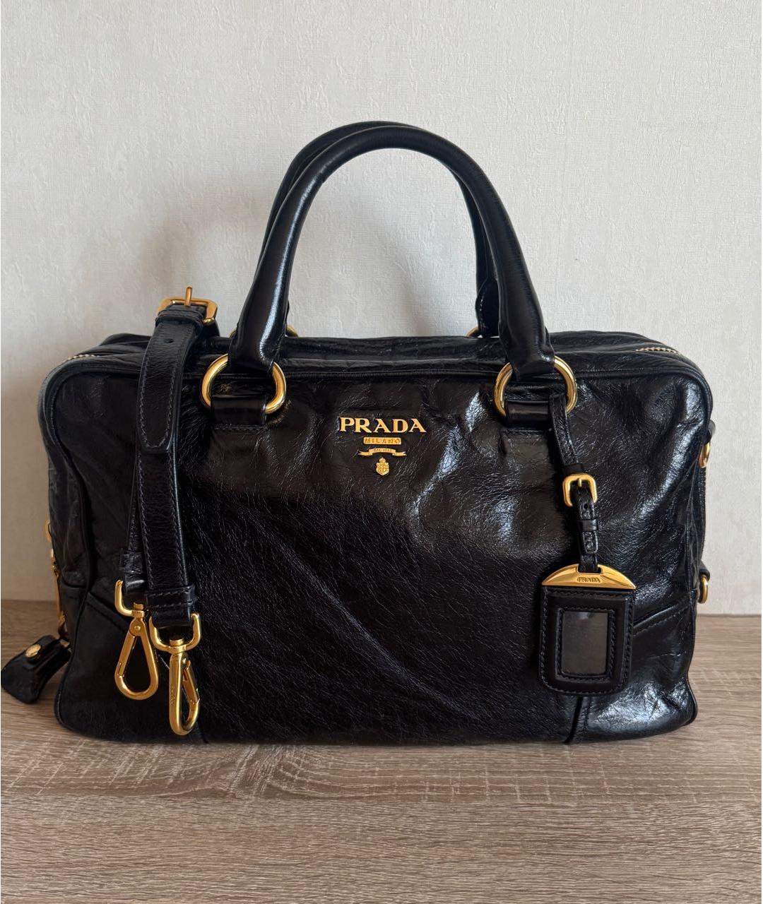 PRADA Черная кожаная сумка с короткими ручками, фото 9