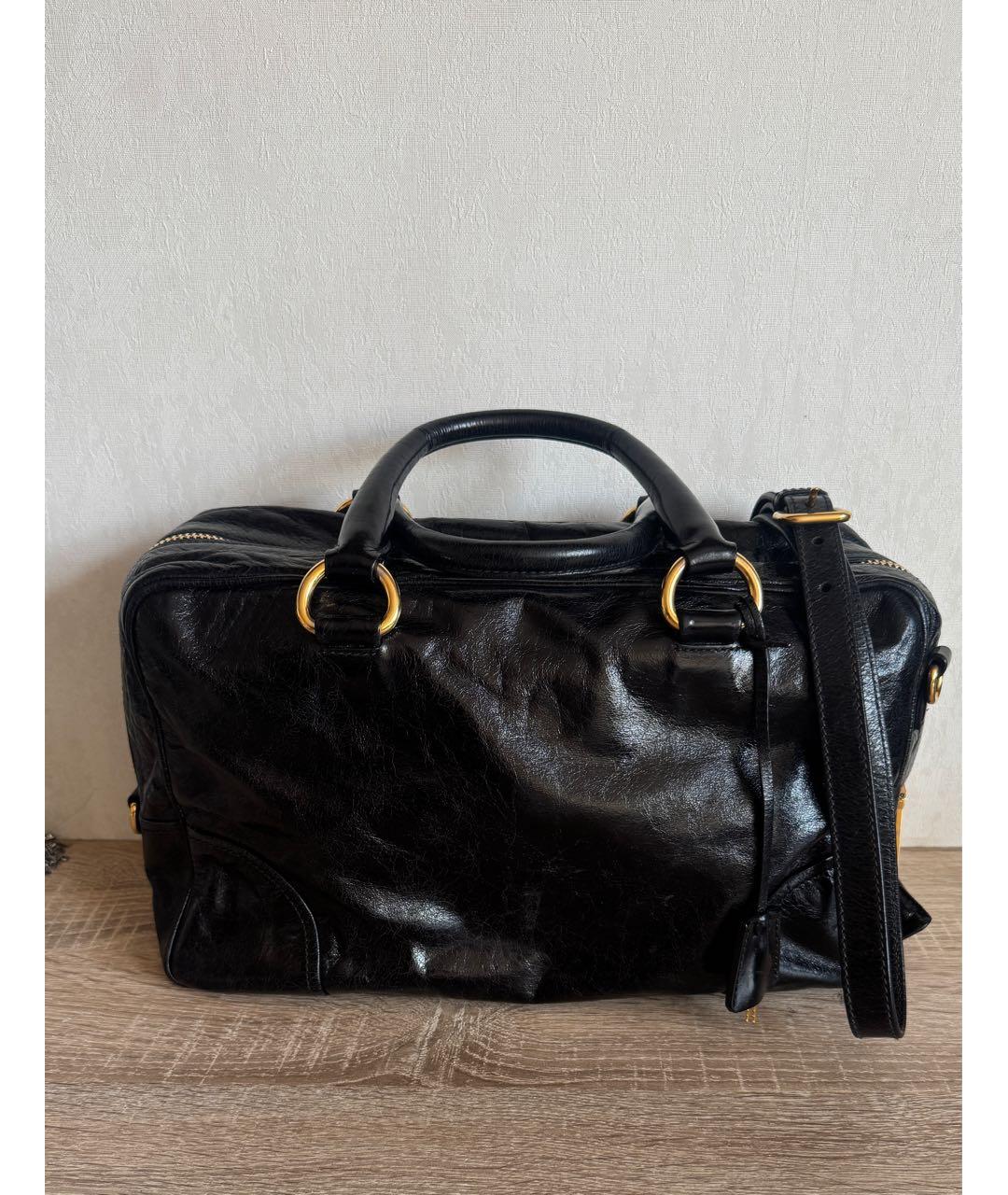 PRADA Черная кожаная сумка с короткими ручками, фото 2