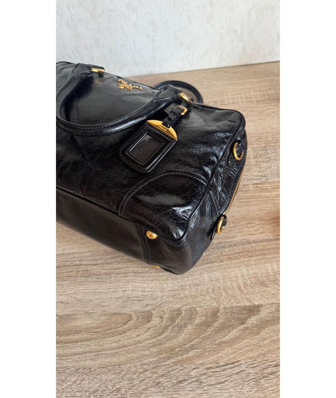 PRADA Черная кожаная сумка с короткими ручками, фото 3