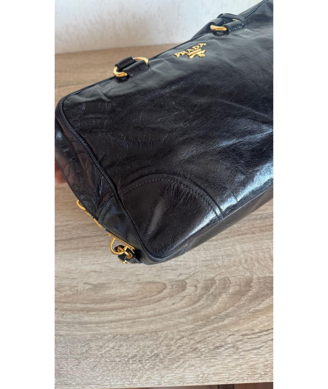 PRADA Черная кожаная сумка с короткими ручками, фото 6