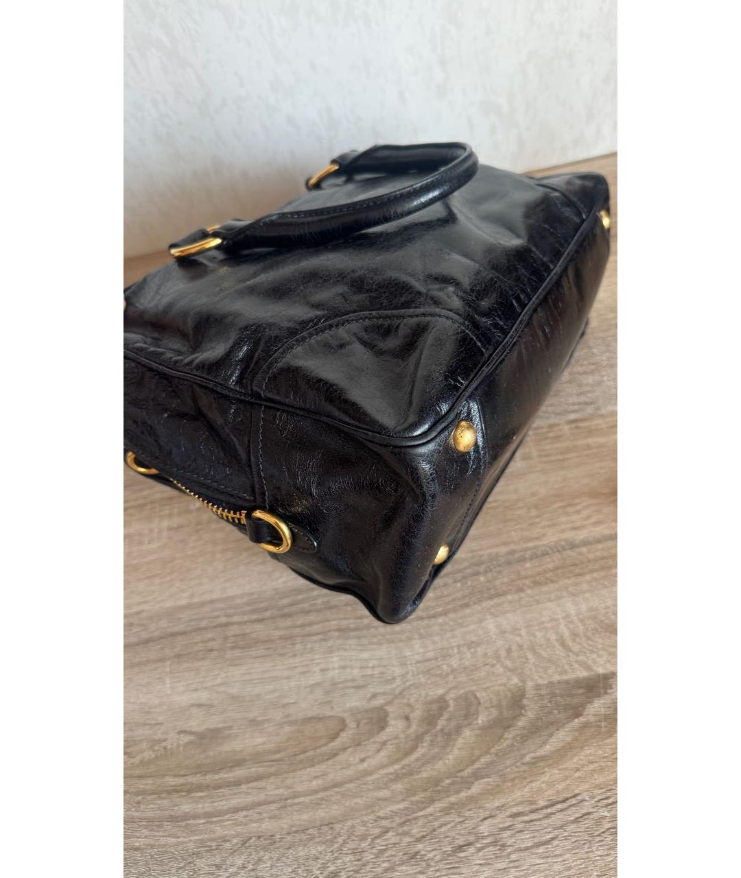 PRADA Черная кожаная сумка с короткими ручками, фото 5