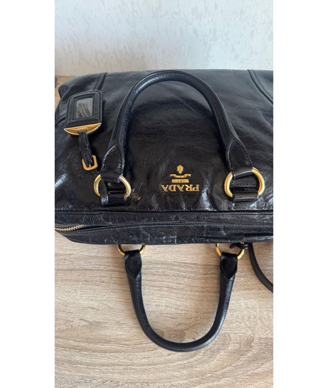 PRADA Черная кожаная сумка с короткими ручками, фото 8