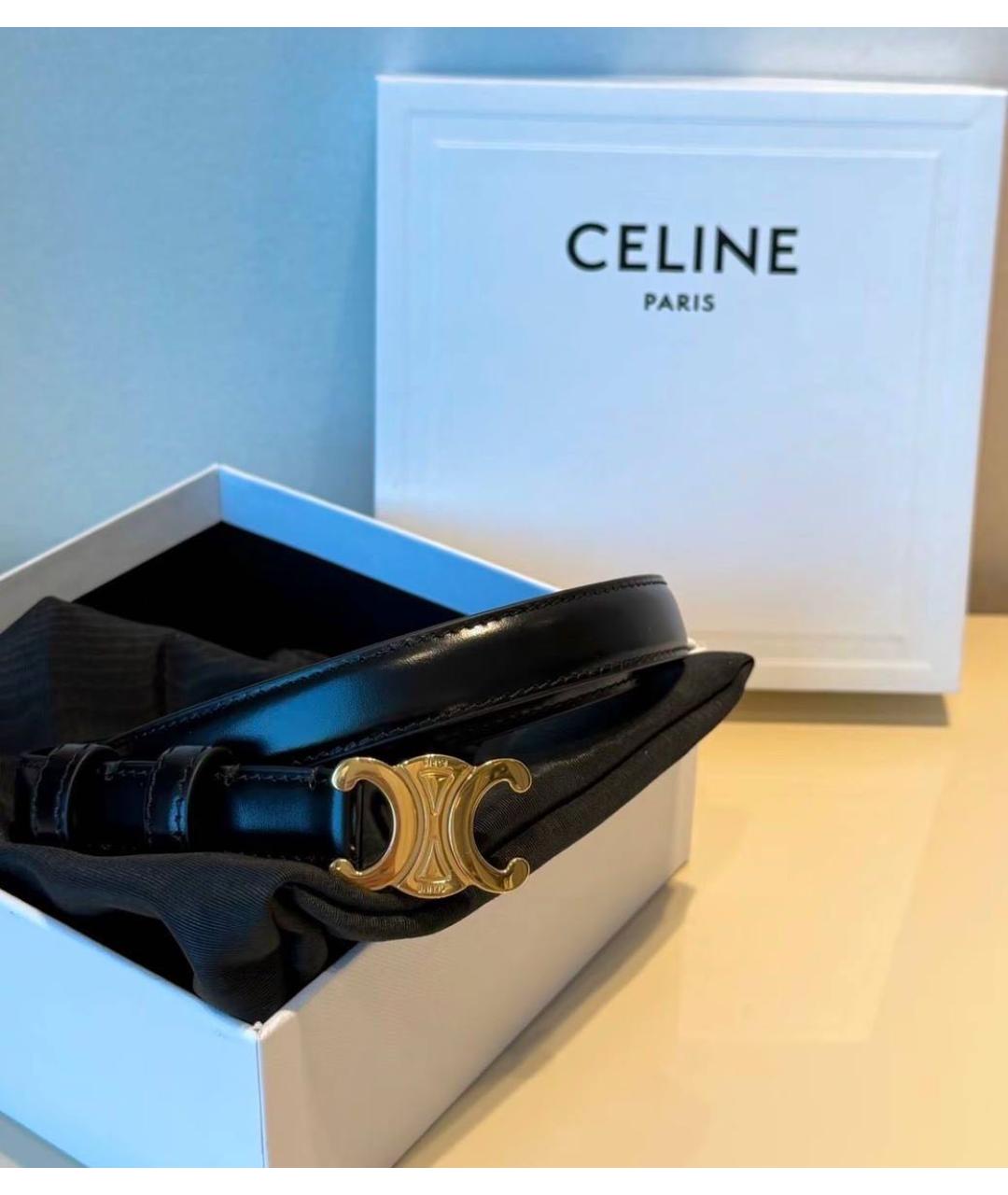 CELINE Черный кожаный ремень, фото 2