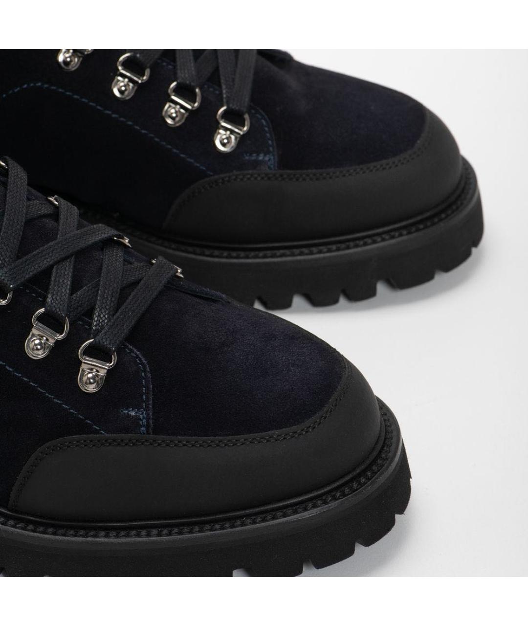 Principe di Bologna Темно-синие кожаные высокие ботинки, фото 3