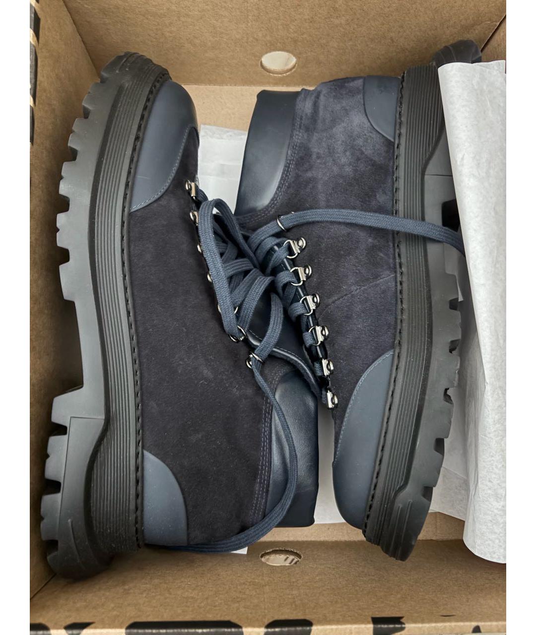 Principe di Bologna Темно-синие кожаные высокие ботинки, фото 5