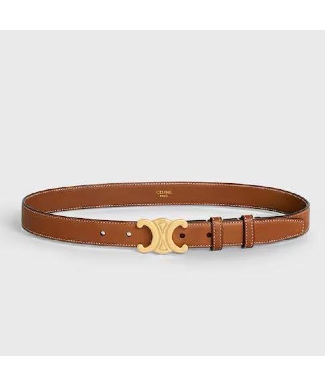 CELINE Коричневый кожаный ремень, фото 5