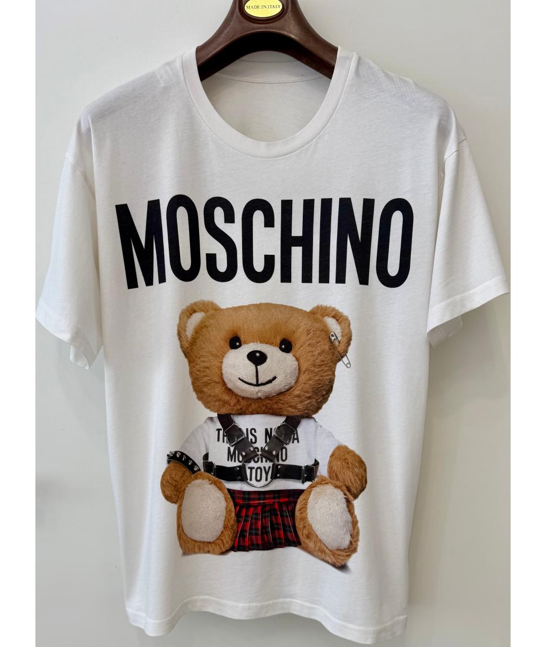 MOSCHINO Белая хлопковая футболка, фото 10