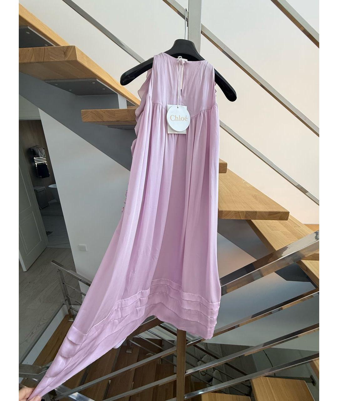 CHLOE Розовое шелковое платье, фото 3