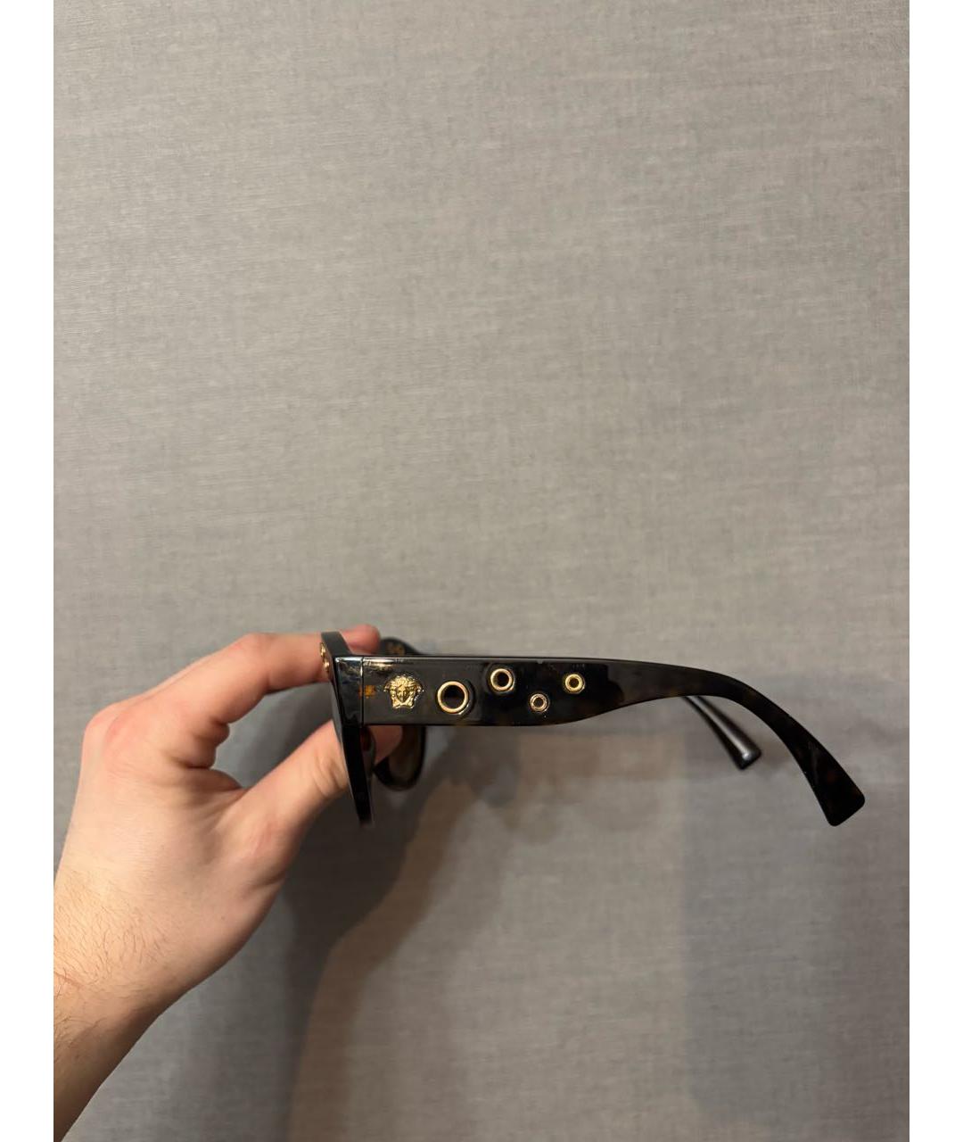 VERSACE Черные пластиковые солнцезащитные очки, фото 4