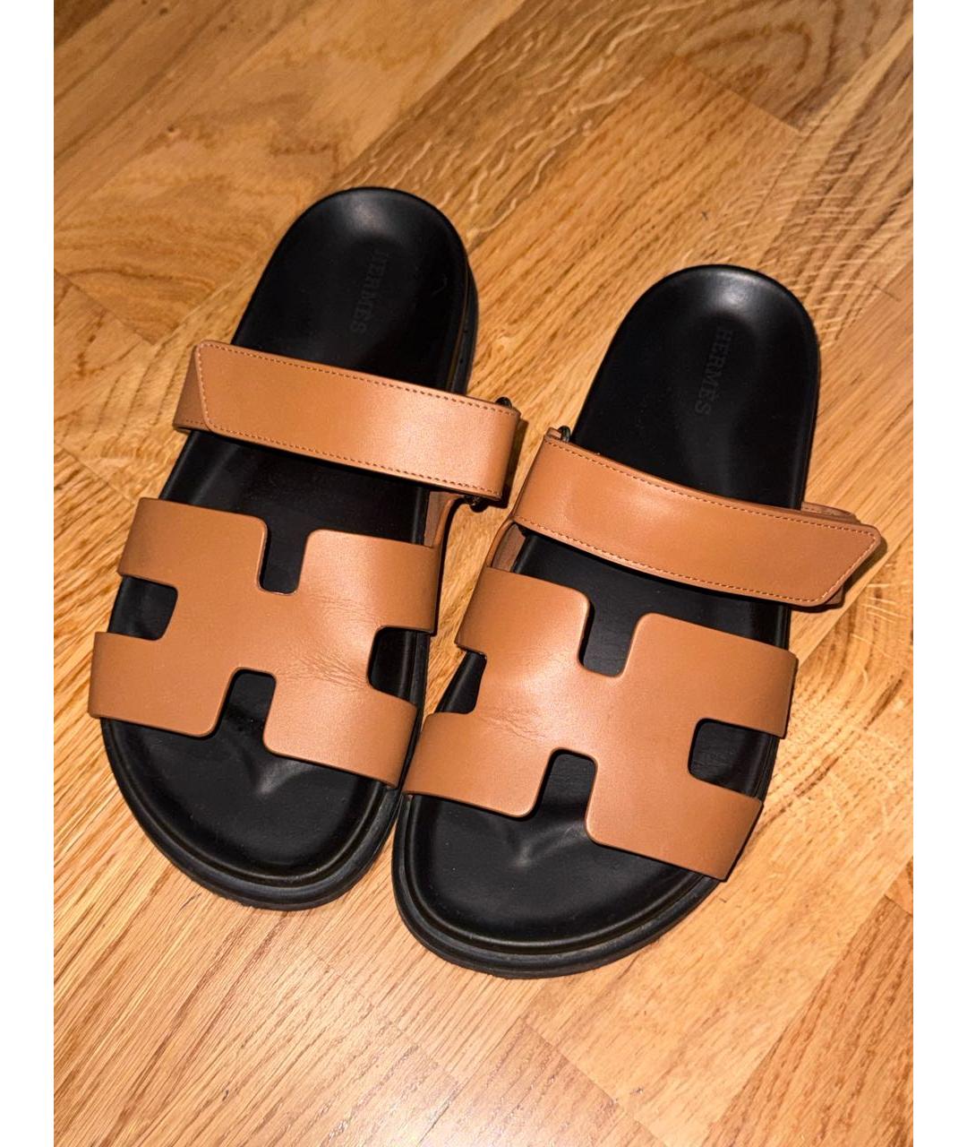 HERMES Коричневые кожаные сандалии, фото 6