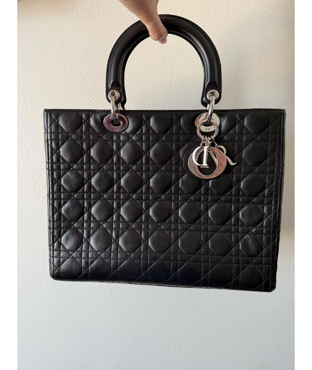 CHRISTIAN DIOR Черная кожаная сумка с короткими ручками, фото 2