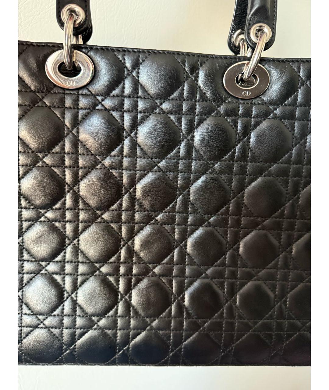 CHRISTIAN DIOR Черная кожаная сумка с короткими ручками, фото 7