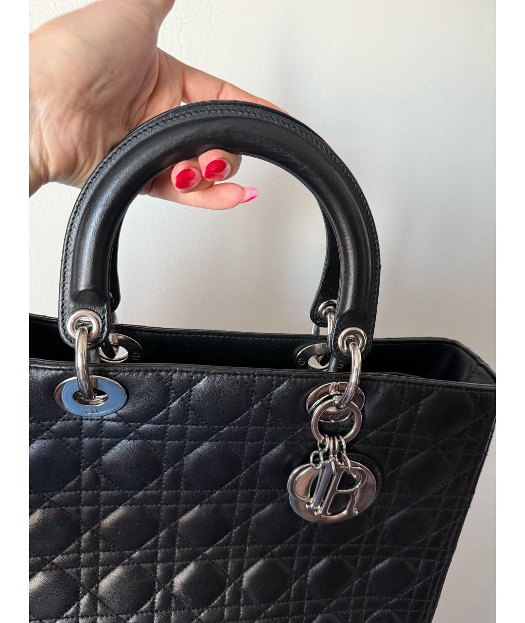 CHRISTIAN DIOR Черная кожаная сумка с короткими ручками, фото 3