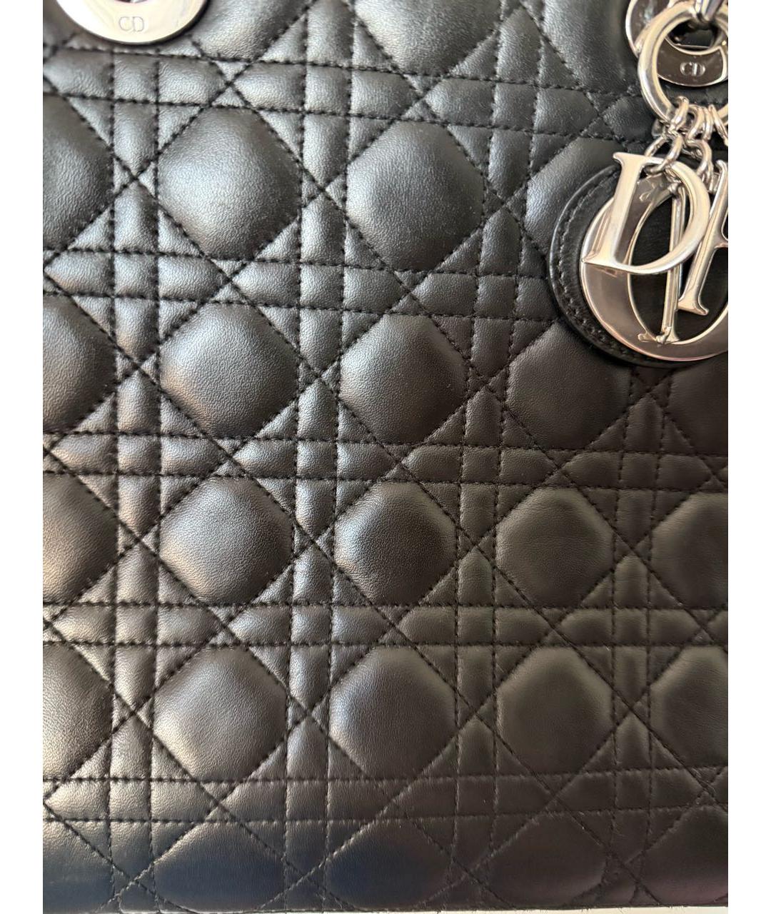 CHRISTIAN DIOR Черная кожаная сумка с короткими ручками, фото 6